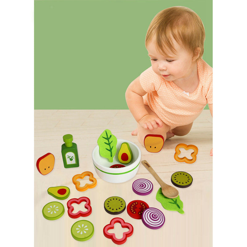 Children's Simulation Fruit and Vegetable ,Garden Salad Wood Play ,Kitchen Play