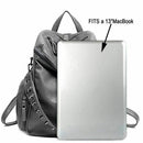 Women Backpack Purse 3 ways PU Washed Leather Rivet Studded Ladies Rucksack R6W7