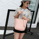 Women Fashion Handbag Shoulder Bag Purse Leather Tote Bag 4 Pieces (Pink)