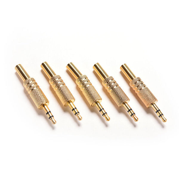 5 Pcs 3.5mm 1/8" Stereo Male Audio TRS Jack Plug Adapter Connector Plated Gol ES
