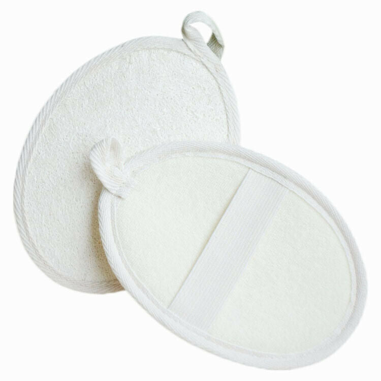 4pcs/lot 11x15CM white Oval Natural Loofah Shower Brush Exfoliating Shower  Z5J9