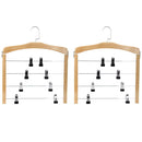 2PCS WOODEN 4 LAYER PANTS HANGER CLOSET SKIRT JEANS SLACK HANGERS STORAGE RACKS