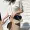 Straw Leather Women Messenger Bag Small Flap Purse Shoulder Handbag (Black)