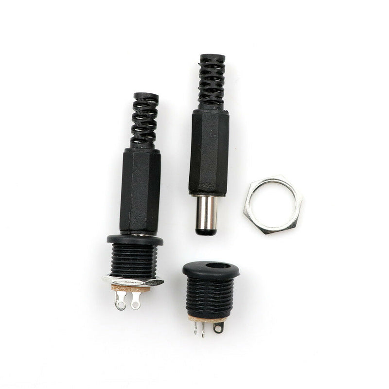5 Pcs 5.5mm x 2.1mm Male DC Power Plug Connector Screw Lock Female Panel.Soc Px