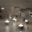 4xRotary Metal Tea Light Candle Holder Snowflake E Tree Owl Stand