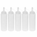5pcs 200ml 8oz Plastic Squeeze Squirt Condiment Bottles with Twist On Cap Lids