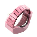 Women Pink Alloy Quartz Pocket Finger Ring Watch Rhinestone Round Dial X8U3