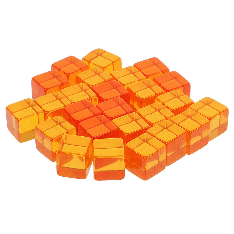 25 Pieces D6 Six Sided Transparent Blank Dices Board Game Transparent Orange