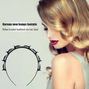 Women Braided Hair Band Hair Hoop Korean Headband Hair Clip w/Bangs (Black) A