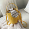 Plaid Bowknot Shoulder Handbags Leather Women Crossbody Bucket Bag (Yellow) A#S