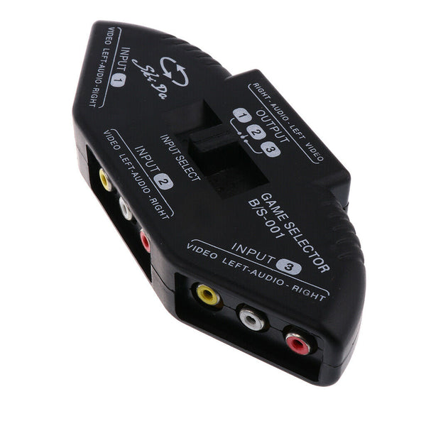 Durable 3 Way Audio Video AV RCA Switch Switcher Splitter+Cable