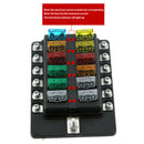 12-Way Fuse Box Red Led Indicator 12Pcs Terminal For Car Marine Caravan Tru