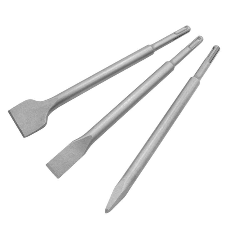 3 Pcs Rotary Hammer Point&Flat Chisels Set Concrete Wall Drill Bit 10" In L