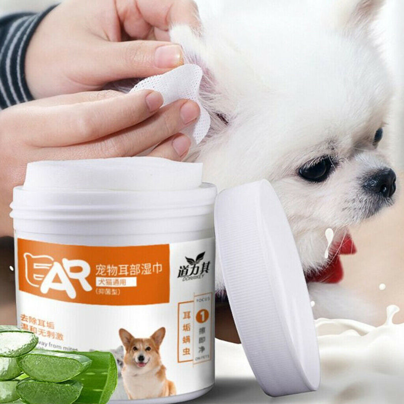 Professional Grooming Pads Pet Wipes and 60ml Ear Drops for Dog Cat Ear Care