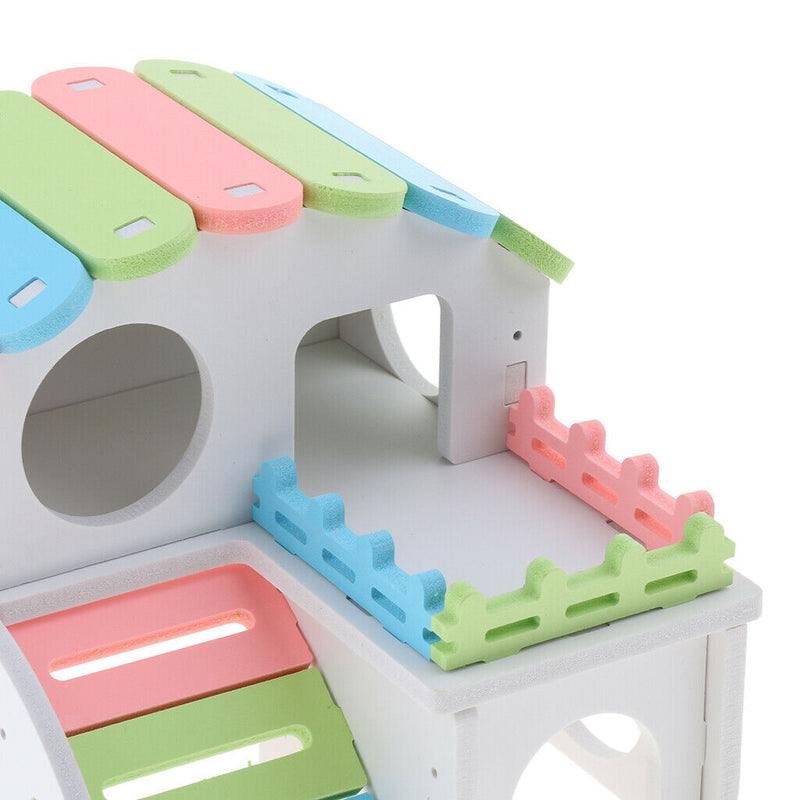 Colorful Hamster Hideout House, Gerbil Villa Living Hut Cabin Play Toys for