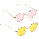 2pc Summer Mens Womens Retro Metal Frame Octagon Groove Sunglasses UV400