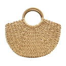 Handmade Beach Bag Round Straw Totes Bag Large Bucket Summer Bags Women Nat F2J7
