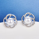 Fashion Imitation PearlCrystal Jewelry SetNecklace Earrings Rings Women GiftSEAU