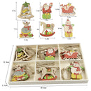 30pcs DIY Wooden Chips Santa Claus Pendants Christmas Tree Hanging Ornament A