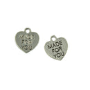 50pcs MADE for YOU Heart Shape DIY Necklace Bracelet Keychain Pendants