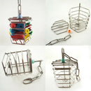 Pet Bird Parrot Squirrel Bold Stainless Steel Food Hanging Cage Foraging To E3K5