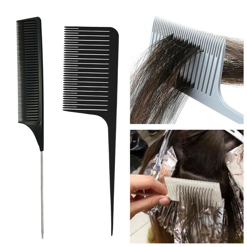 Wide & Fine Tooth Salon Weaving Highlighting Foiling Hair Comb Black