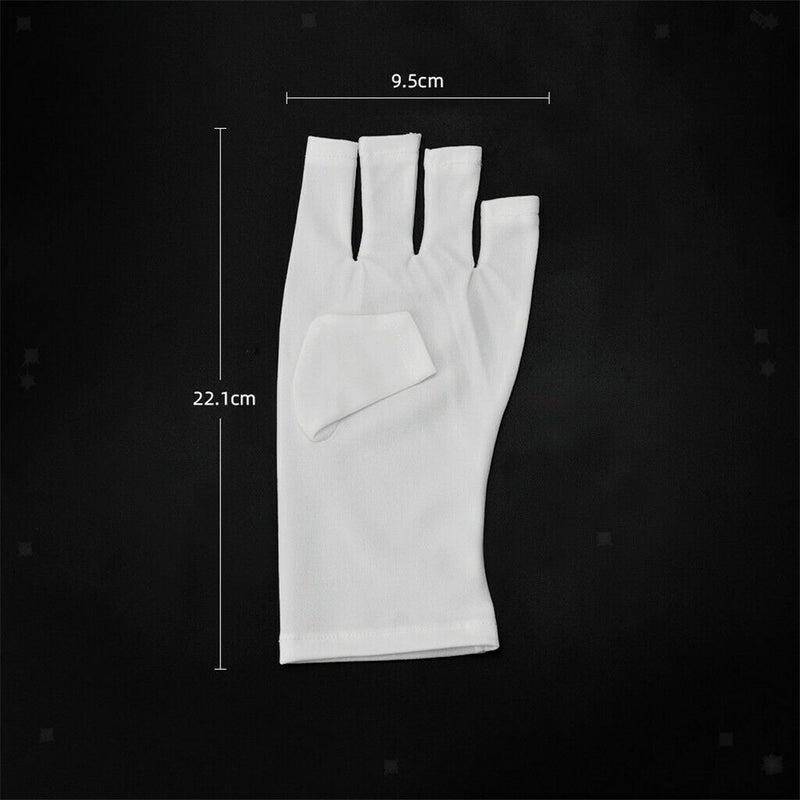 Fabric Anti UV Fingerless UV Protection Gloves For Nail  Drying Lamp White