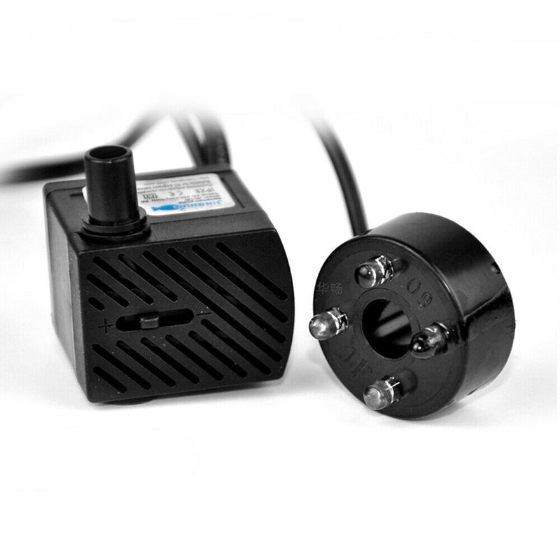 3W Small Submersible Water Pump with 4 LED Light For Aquarium Rockery Fountain