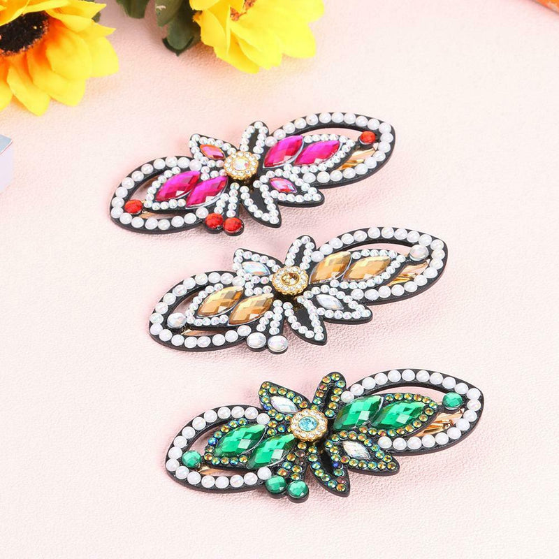 3pcs Girls DIY Diamond Hair Clip Butterfly Hollow Hairpin Elegant Barrettes A