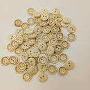 100 Pieces Handmade Love Heart Wood Buttons 2 Holes 15mm for DIY Sewing