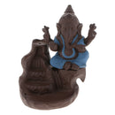 Ceramic Elephant God Smoke Backflow Incense Burner Stick Cone Holder Blue b