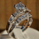 2pcs Zircon Rings Women Romantic Lovers Wedding Engagement Jewelry (US 7) A