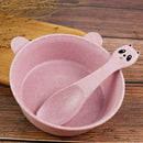 2 Pcs/Set Baby Feeding Food Tableware Panda Wheat Kid Dishes Eco-Friendly C