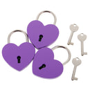 Set of 3 Cute Heart Shape Padlocks Metal Lock with Keys, Purple L