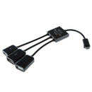 3 In 1 Male To Female Micro USB 2.0 Host OTG Hub Adapter Cable For