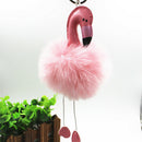 Flamingo Keychain Fluffy Faux Rabbit Ball Key Chain Women Car Bag Key RinME