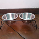 Double Pet Dog Bowl Cats Puppy Food Water Feeder Stainless Steel Pet Bowl w
