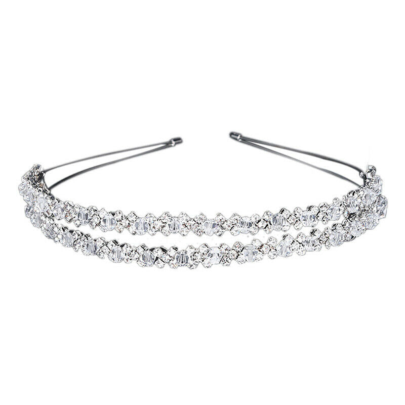 Bride Headband Tiara Bridal Crown Handmade Crystal Double Layer Wedding Hair  Tw