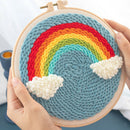 1Set Rainbow Punch Needle Embroidery Kits Punch Needle Pen Tool DIY Needlework