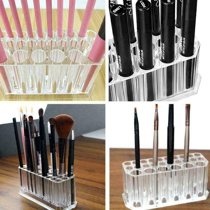 26 Holes Acrylic Clear Cosmetic Makeup Brush Holder Home Women For Daily Us C0E5
