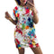 Summer O-neck Short Sleeve Women Dress Casual Floral Dresses (White L) A