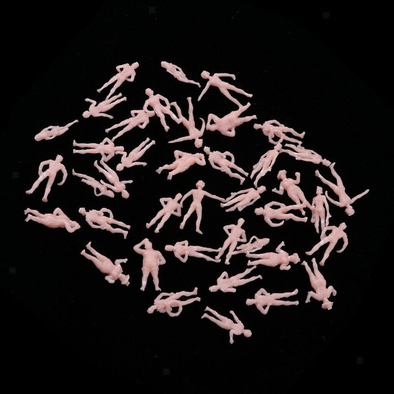 2 Sets 1/87 Scale Beach Crowd Action Figures HO Train Roadway Scene Building