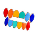 Hip Hop Grills Set Top and Bottom Mouth Tooth Cap Hip Hop Teeth Grills - Rainbow