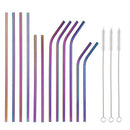 Multicolor Colorful Stainless Steel Straws 10.5 Inch 8.5 Inch Reusable Rain S4C5