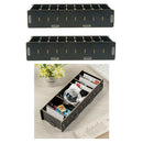 2 Pcs Wooden Desktop Business Card Storage Box Case 9 Compartments Black