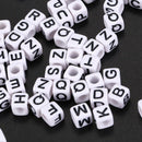Letter Beads, 100 pieces, black / white, loom bandz, dice, bracelet