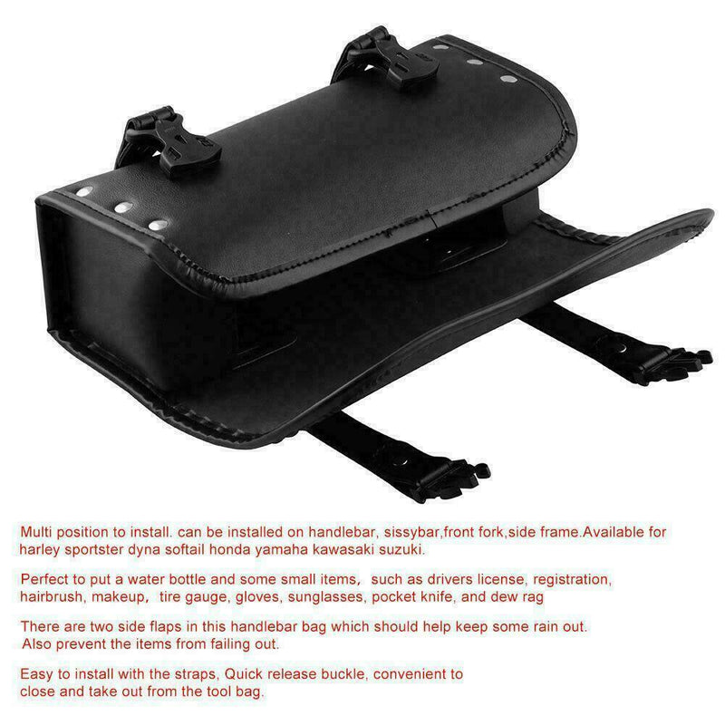 Universal PU Leather Bar Bags Motorcycle Side Bags Saddlebag Barrel Roll R3E4