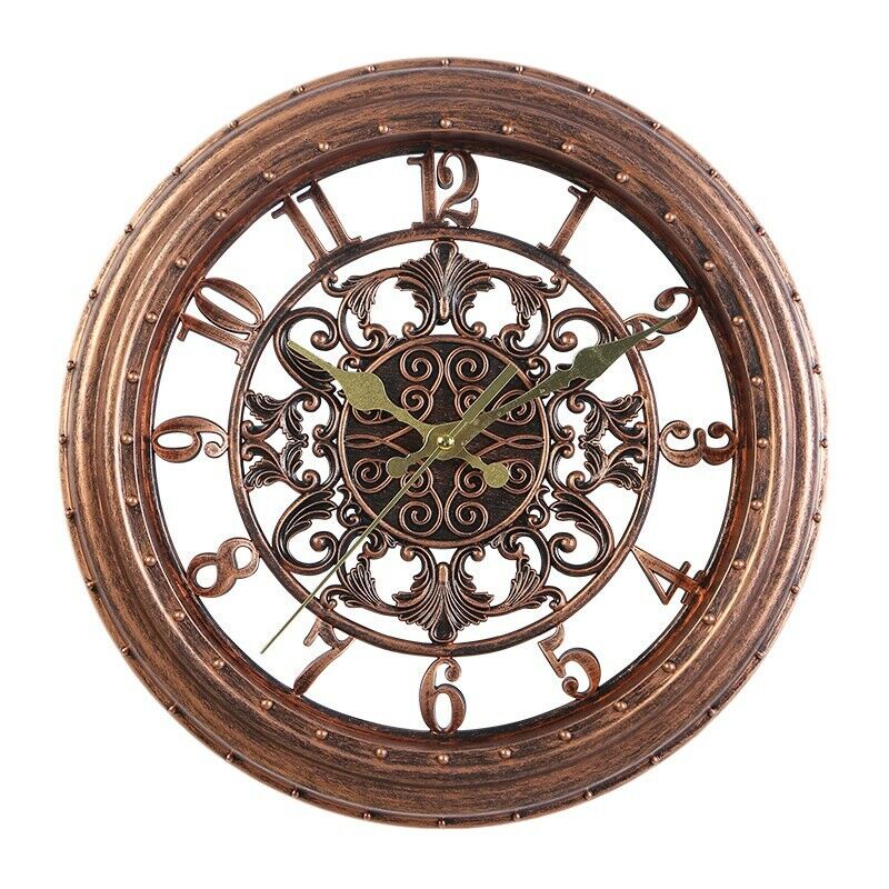 European Style Retro Creative Wall Clock Quartz Clock Round Plastic Fashion H3N3