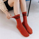 5 Pairs Women Cotton Soft Socks Stripe Letters Autumn Winter Mid-calf Socks