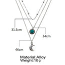 Fashion Multi-Layer Choker Turquoise Moon Pendant Chain Necklace Boho Jewelry